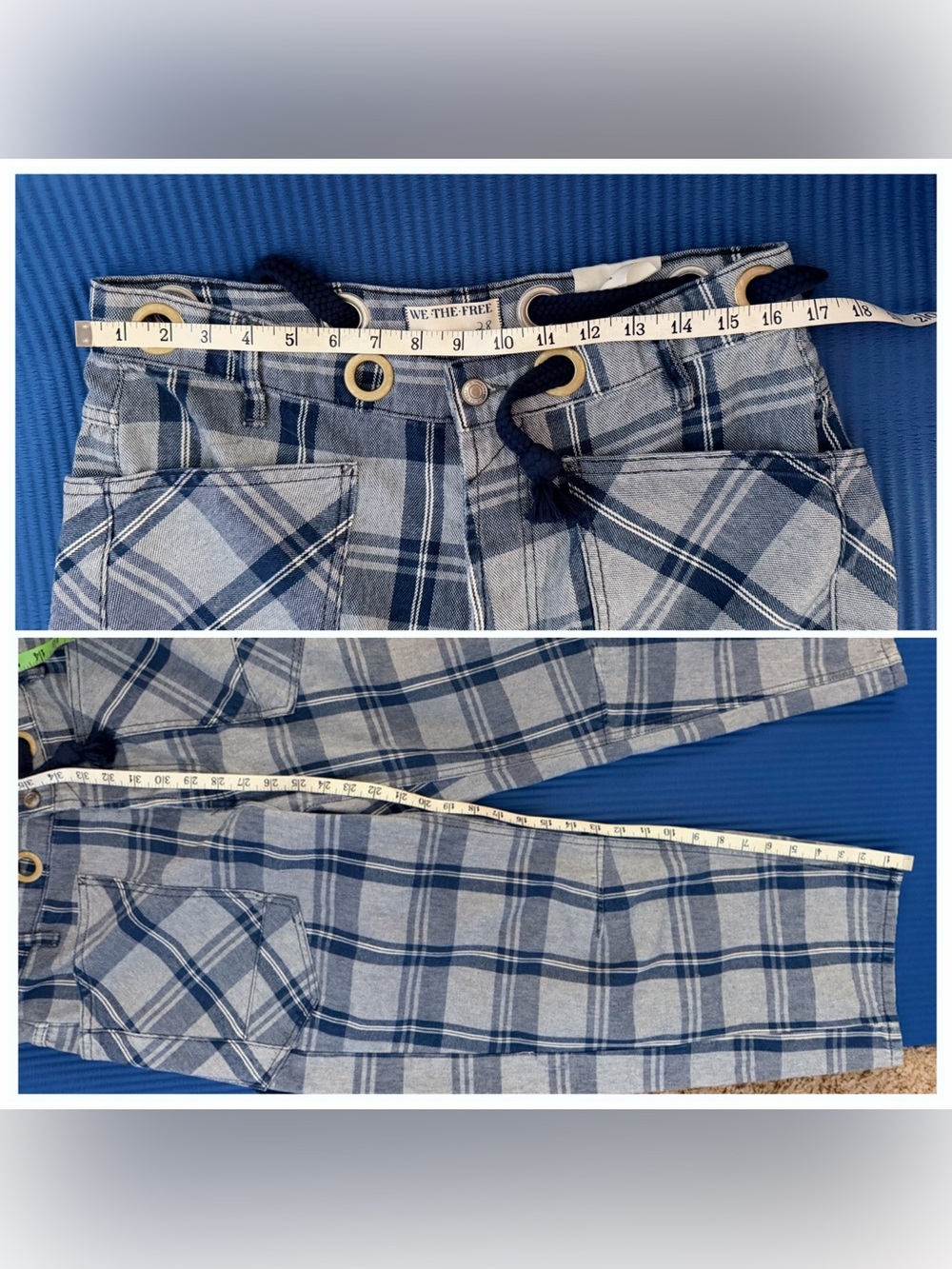 NWOT We the Free People Moxie Barrel Jeans Blue Plaid Retail $168 SZ 28 - Picture 4 of 5
